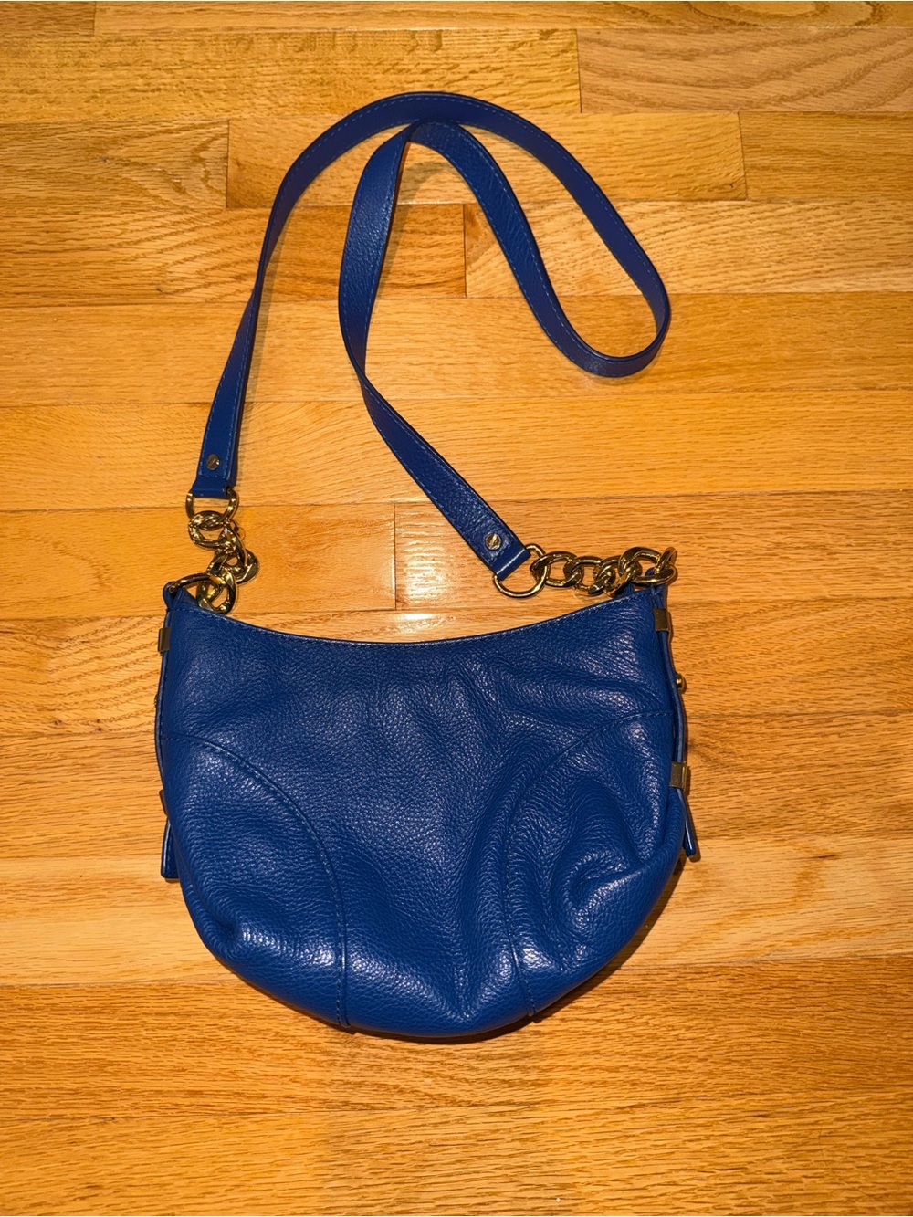 MICHAEL Michael Kors Royal Blue Leather Shoulder Bag with Gold Hardware
